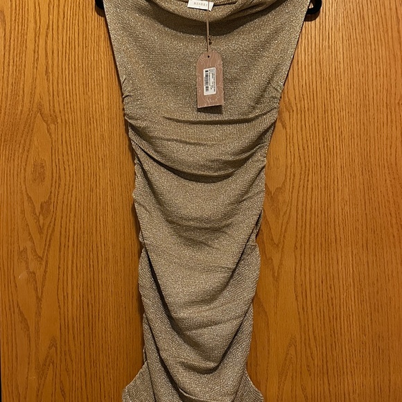 knee length dresses for ladies Suki Metallic Knit Maxi Dress / Pastel Green | Meshki main image 1